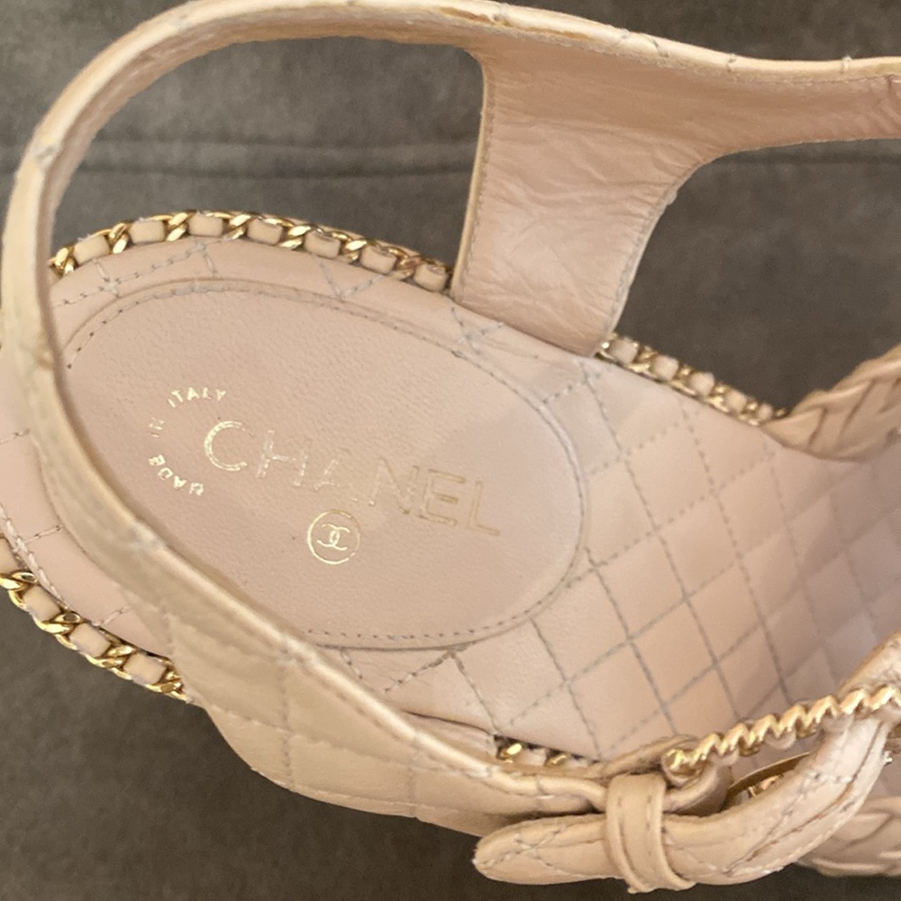 Chanel platform sandals, calfskin light beige size 40 - Picture 6 of 11